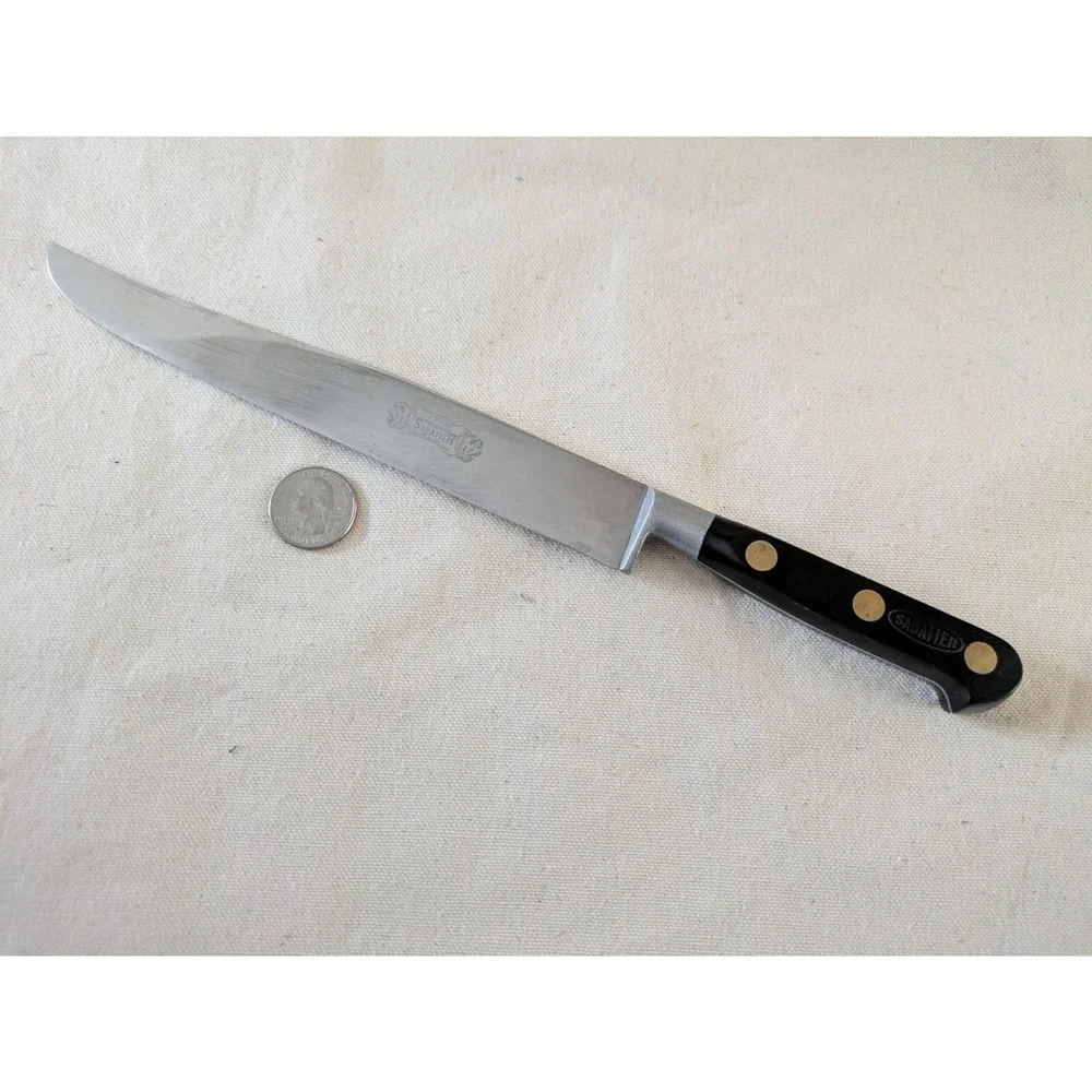 Sabatier 2 Lions Slicing Carving Knife Black Handle‎ 8 in Blade